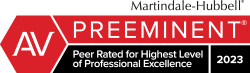 martindale-hubbell av preeminent peer rated for highest level of professional exellence 2023